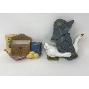 Burwood Retro Wall Decor‎ Ducks Raincoat Girl and Recipe Holder